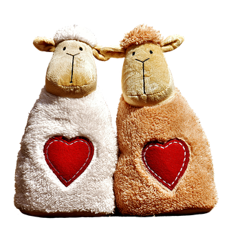 Plush Sheep With Hearts Toy Figurines PNG