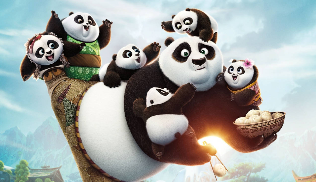 Po And Little Panda 4k Cartoon Background