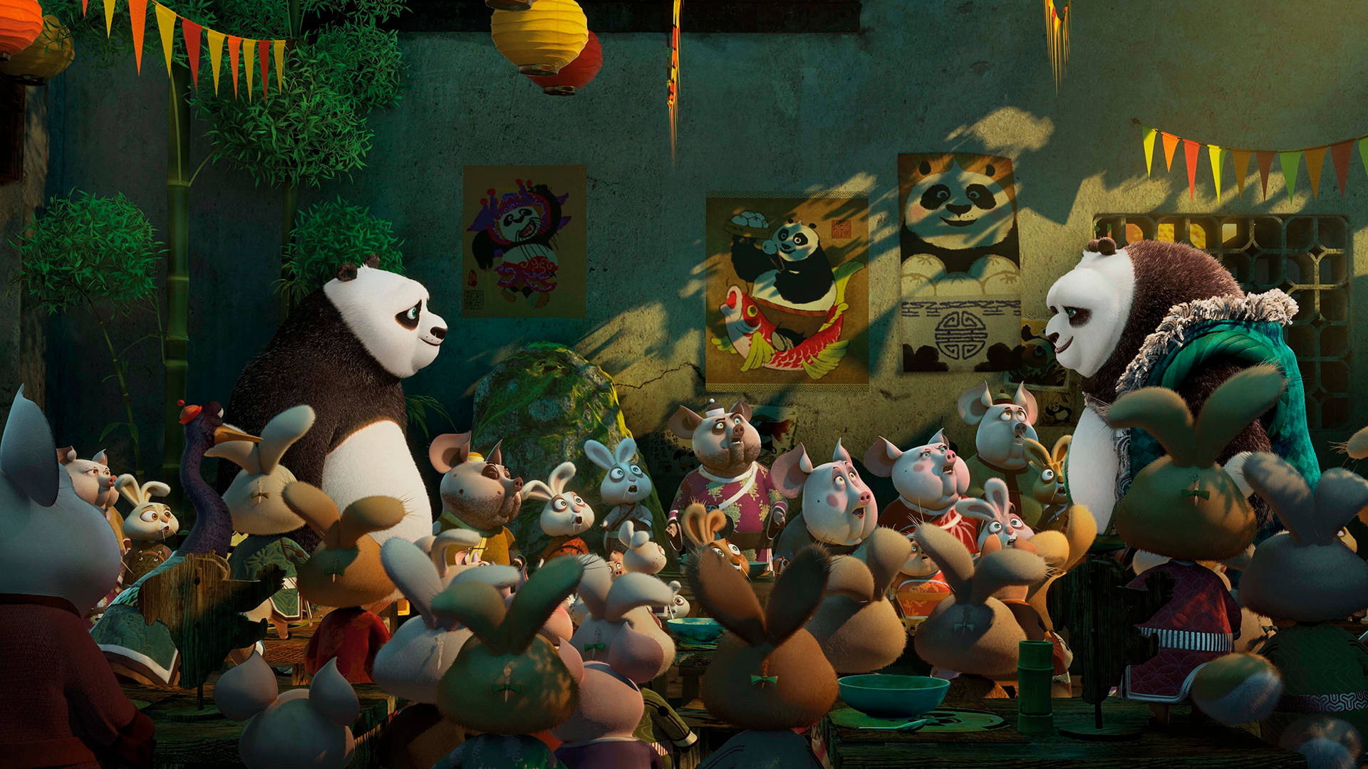 Po From Kung Fu Panda Meeting His Father Wallpaper