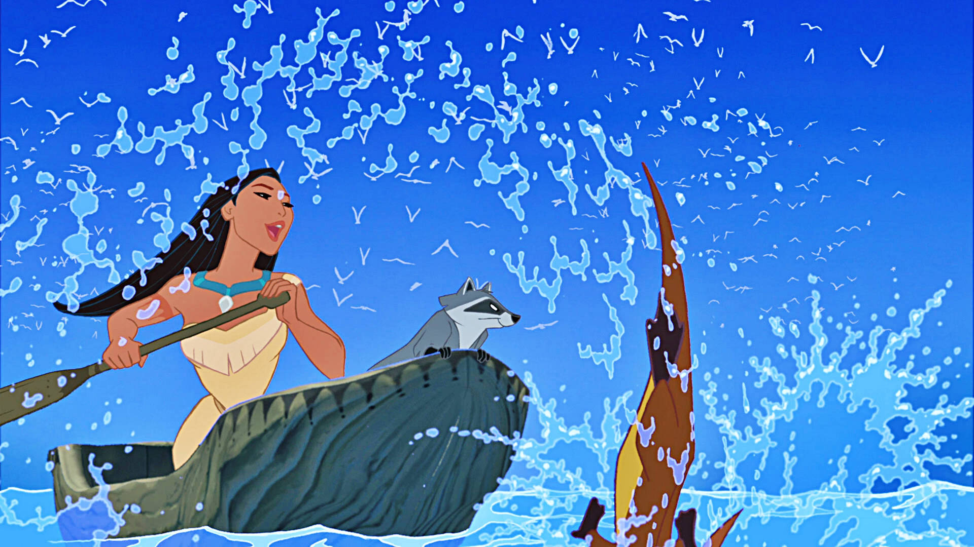 Pocahontas Boating With Meeko Wallpaper