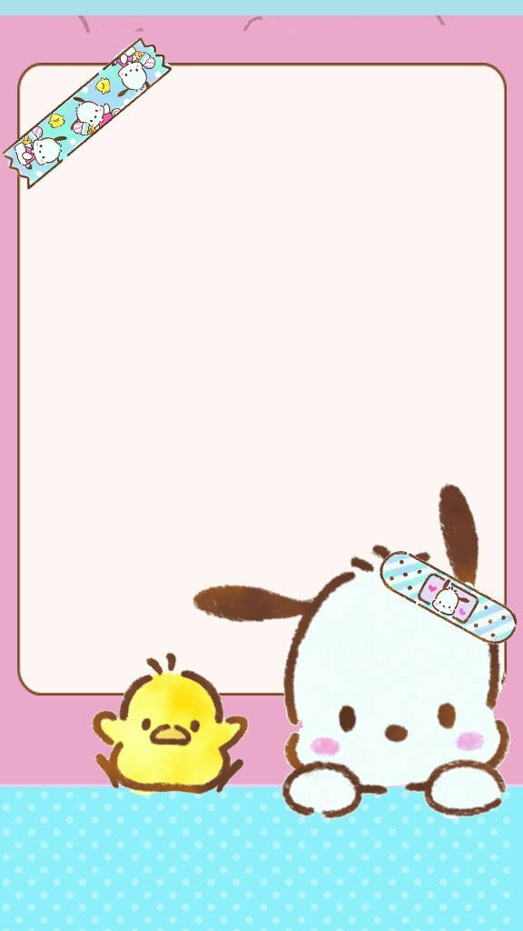 Pochacco Pink And Blue Frame Wallpaper