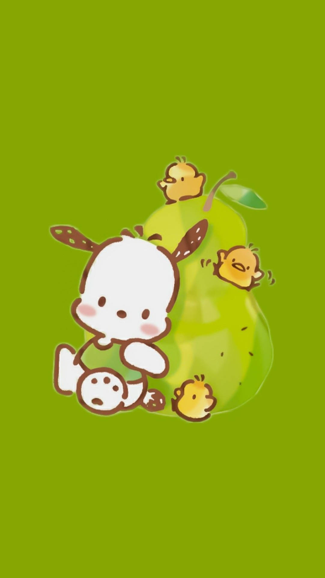 Pochacco With Huge Green Pear Wallpaper