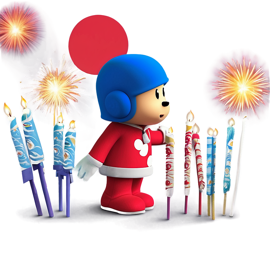 Pocoyo With Fireworks Display Png Tef PNG
