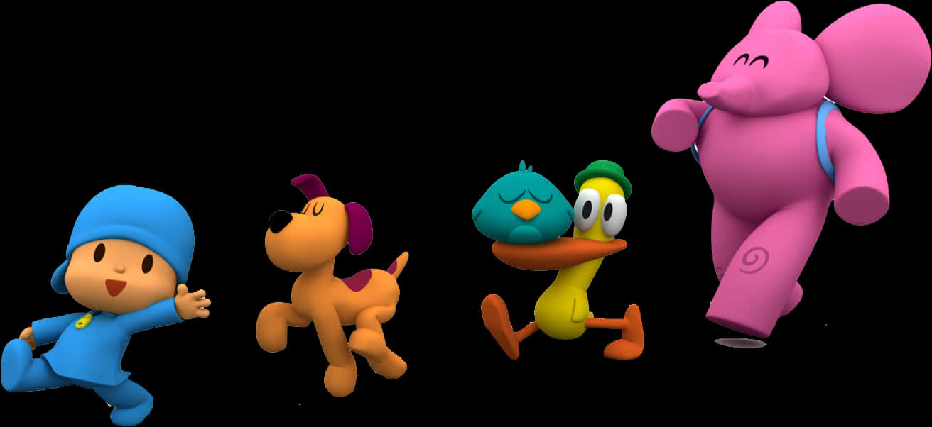 Pocoyoand Friends Animated Characters PNG