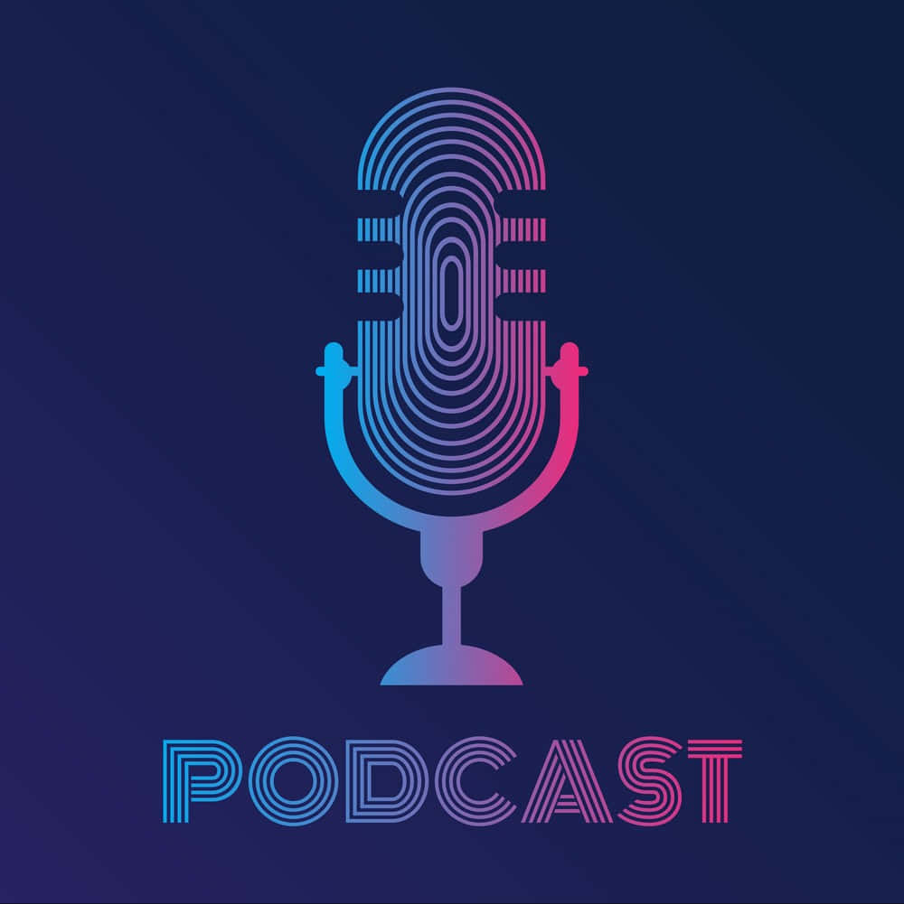 Blauerund Pinker Ästhetischer Neon-podcast-mikrofon-porträt-hintergrund