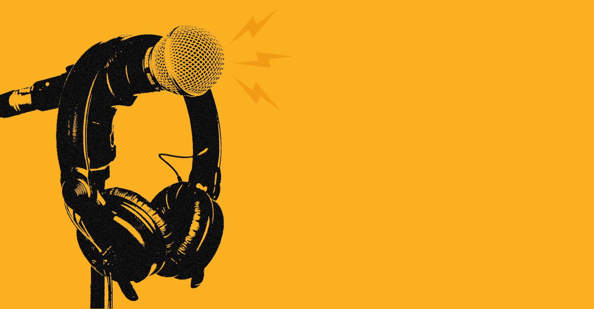 Podcast Mikrofon og Headset Sort Baggrund