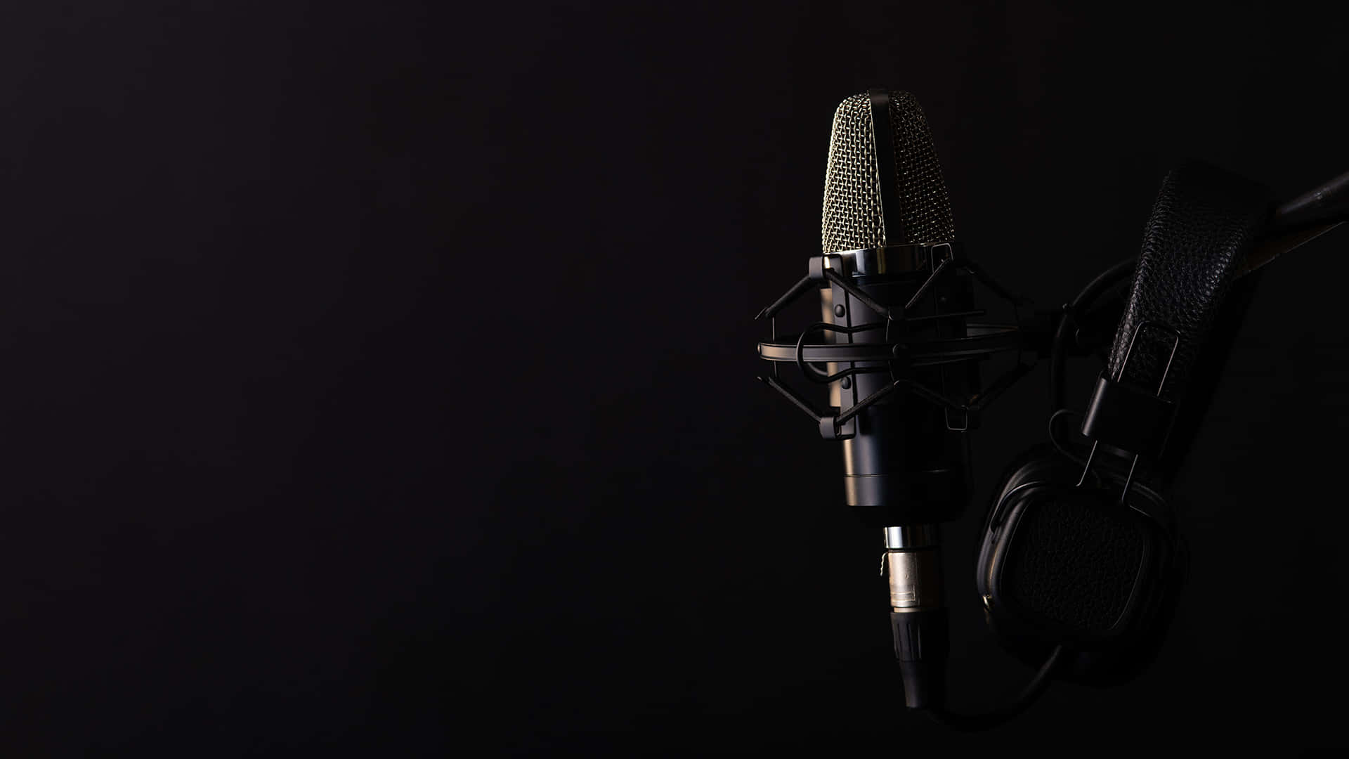 Black Podcast Microphone Landscape Background