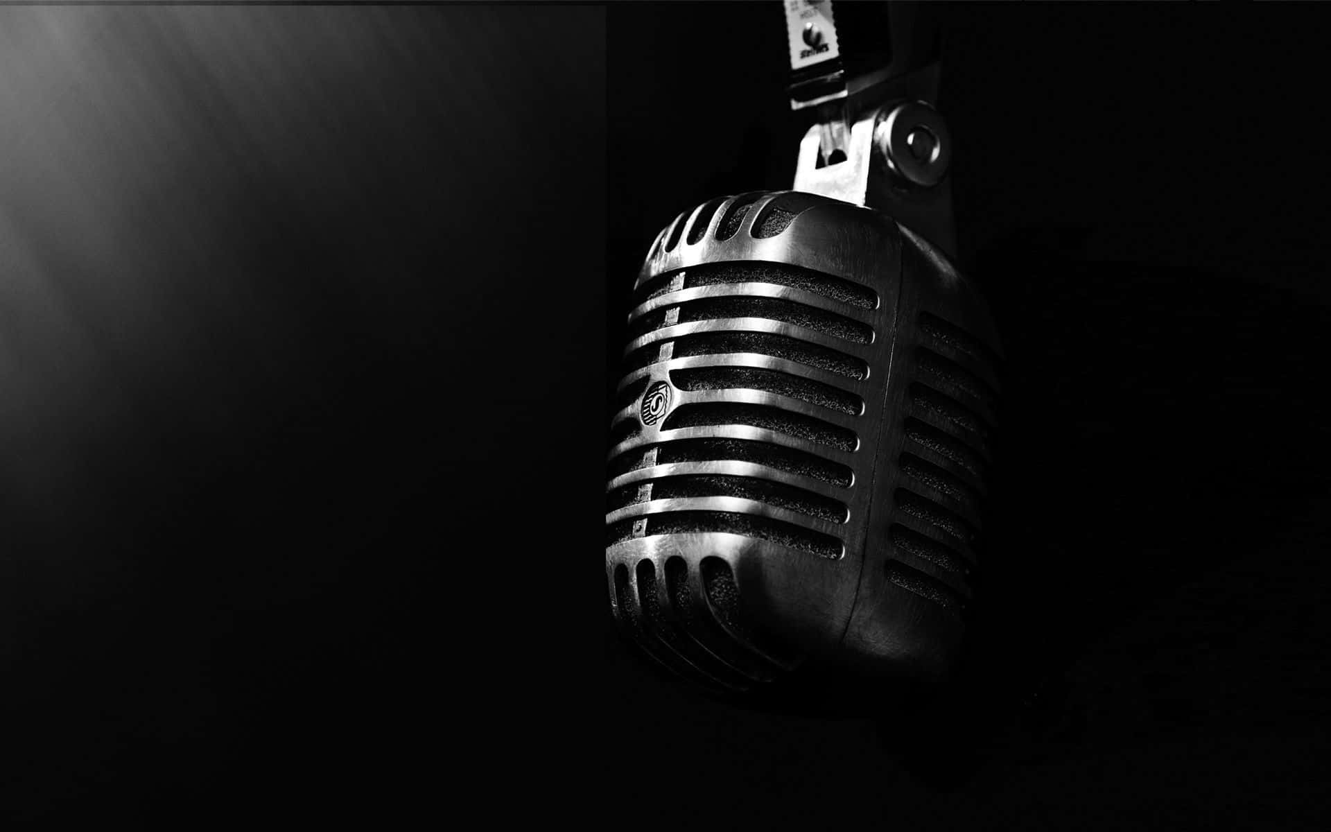 Landscape Podcast Microphone Black Background