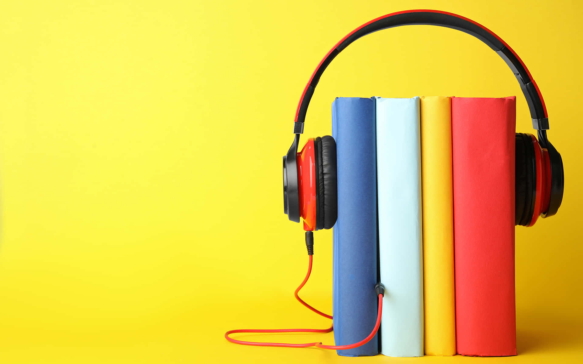 Download Yellow Podcast Headphone Icon Yellow Background Lay Out |  Wallpapers.com