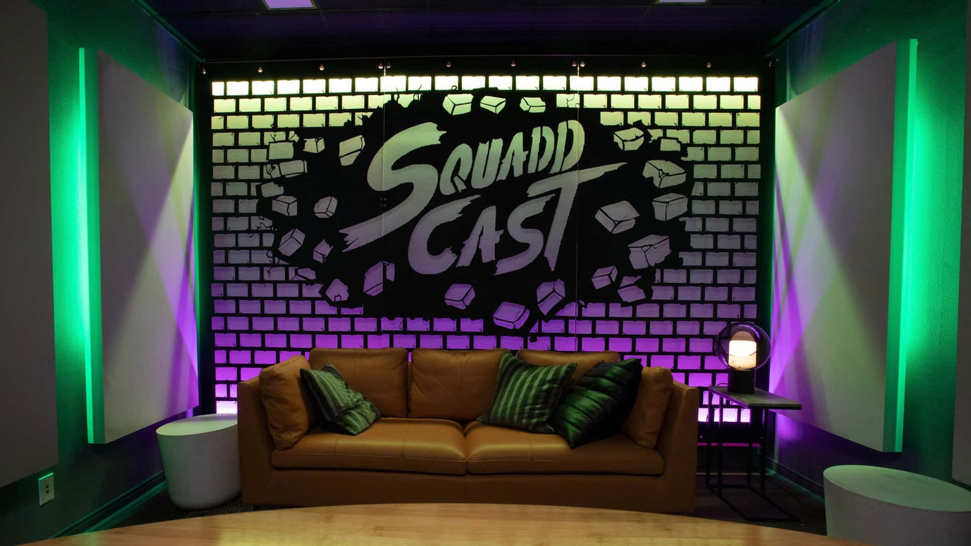 A Room With A Couch And A Wall With The Word Soundcast