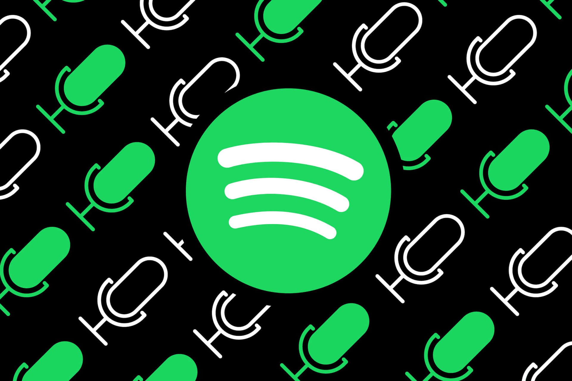 Spotifypodcasts Mikrofon På Grön Och Svart Bakgrund.