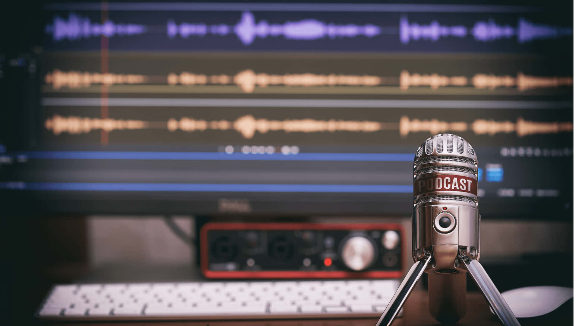 Landscape Podcast Microphone Monitor Background