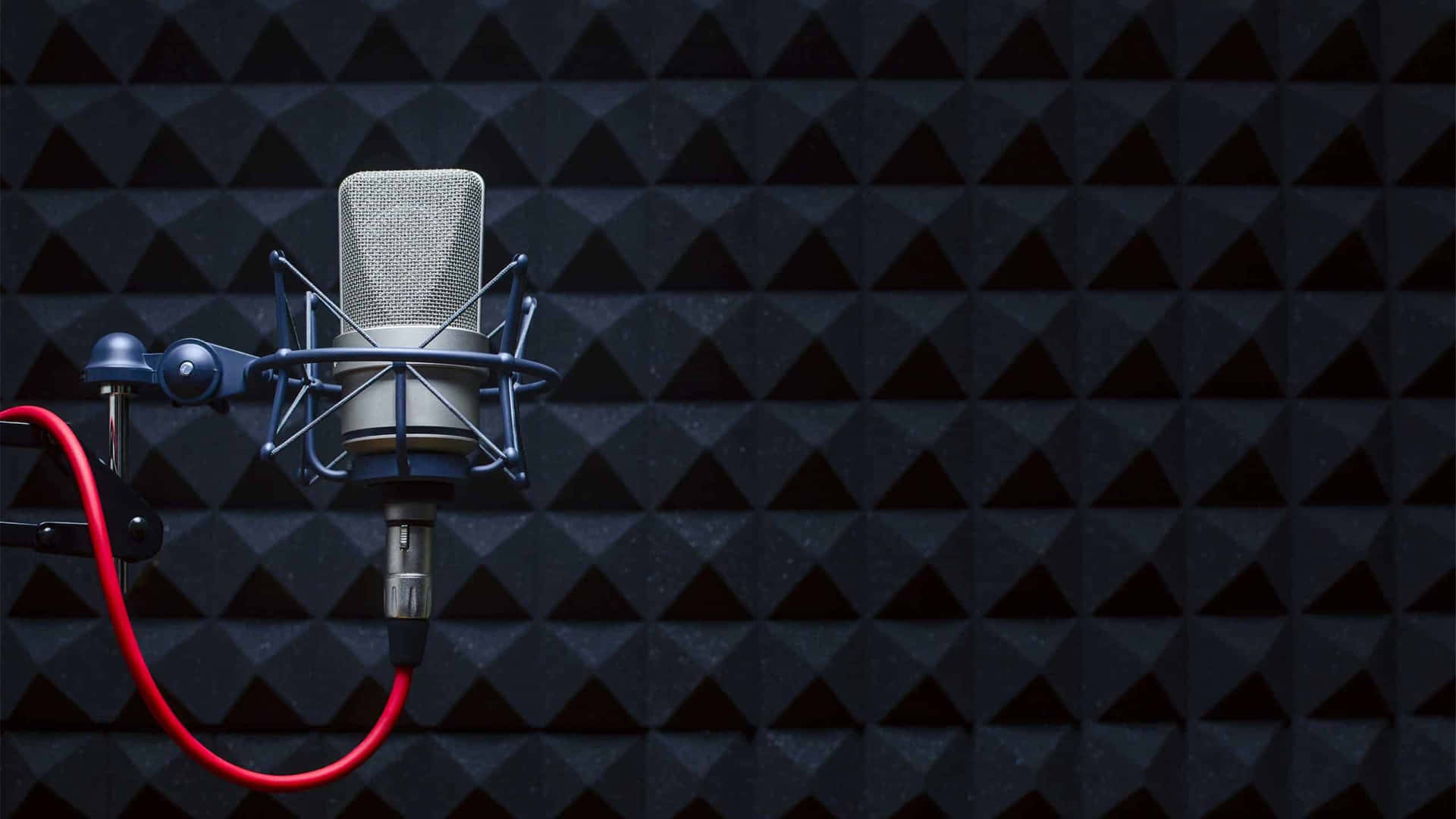 Landscape Podcast Microphone Black Studio Background