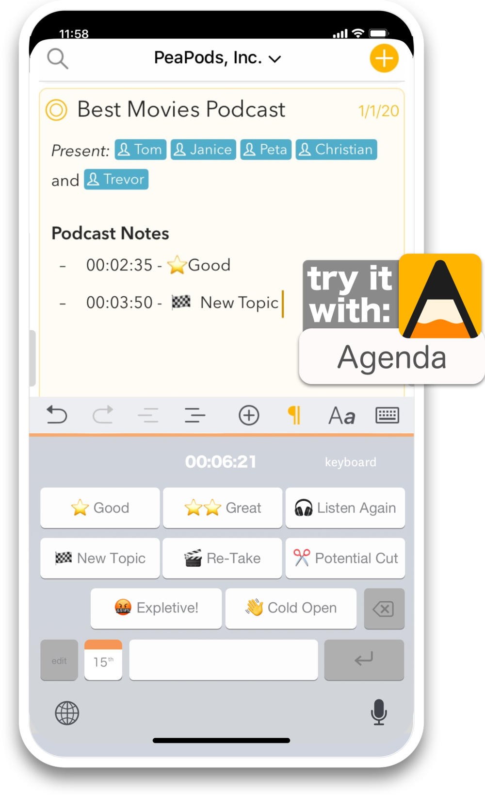 Podcast Planning App Screenshot PNG