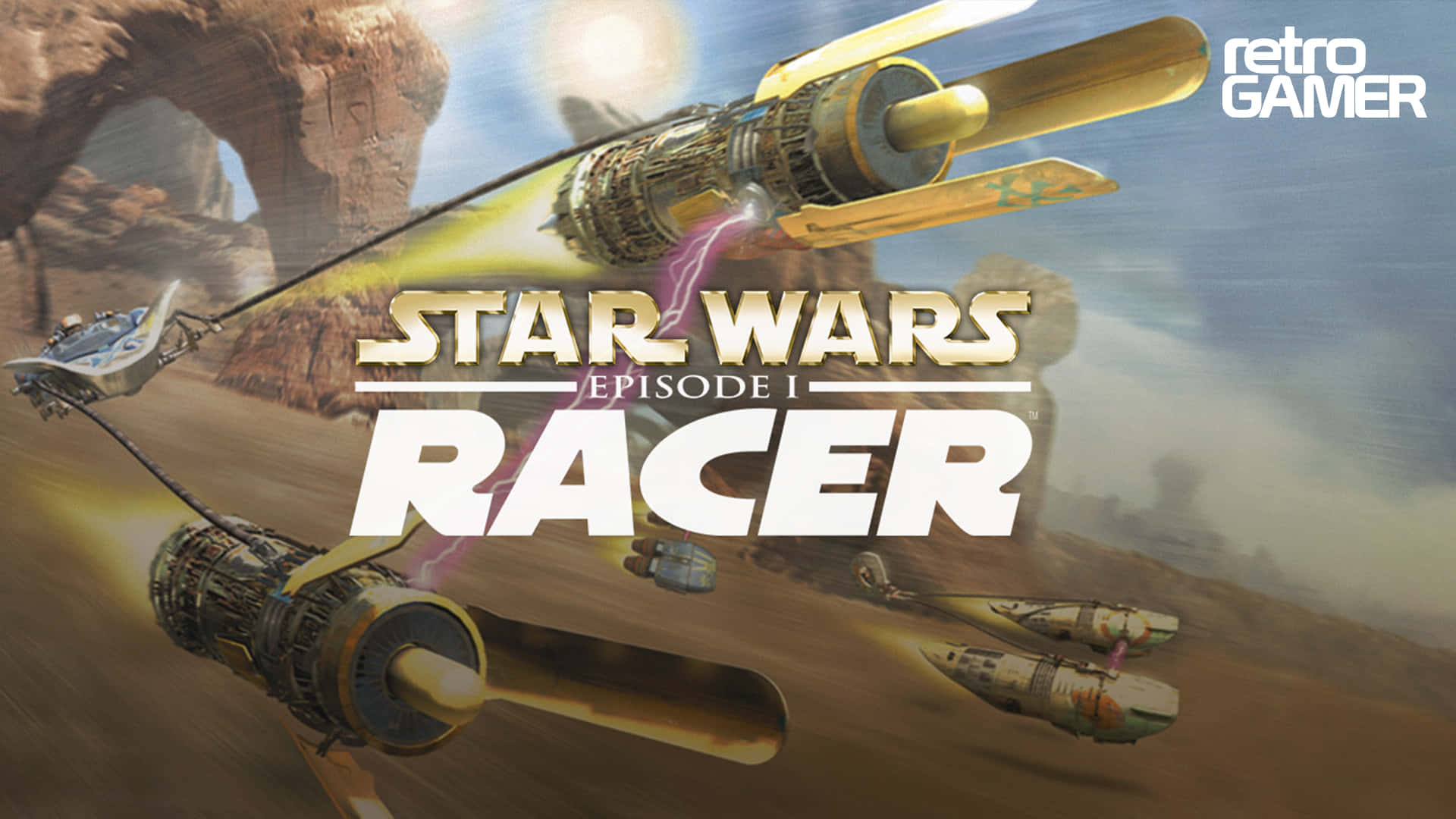 Intense Podracing Action in the Galactic Desert Wallpaper