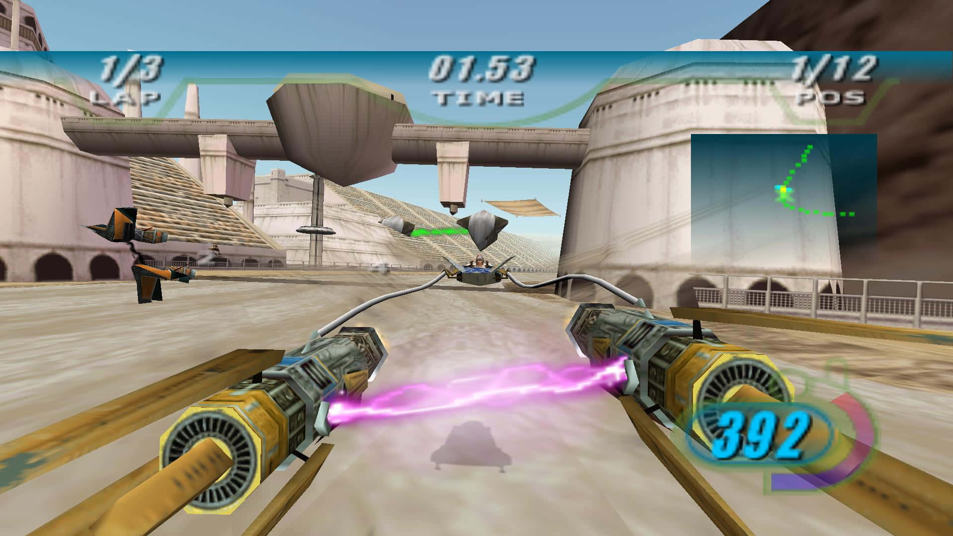 High-speed Podracing action on a thrilling desert course Wallpaper