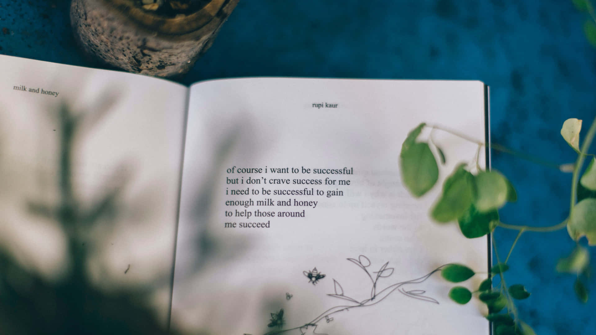 Page With Poem With Leaves Wallpaper