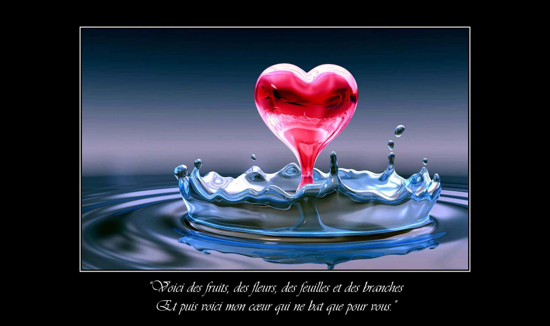 A Heart Shaped Water Droplet With A Quote