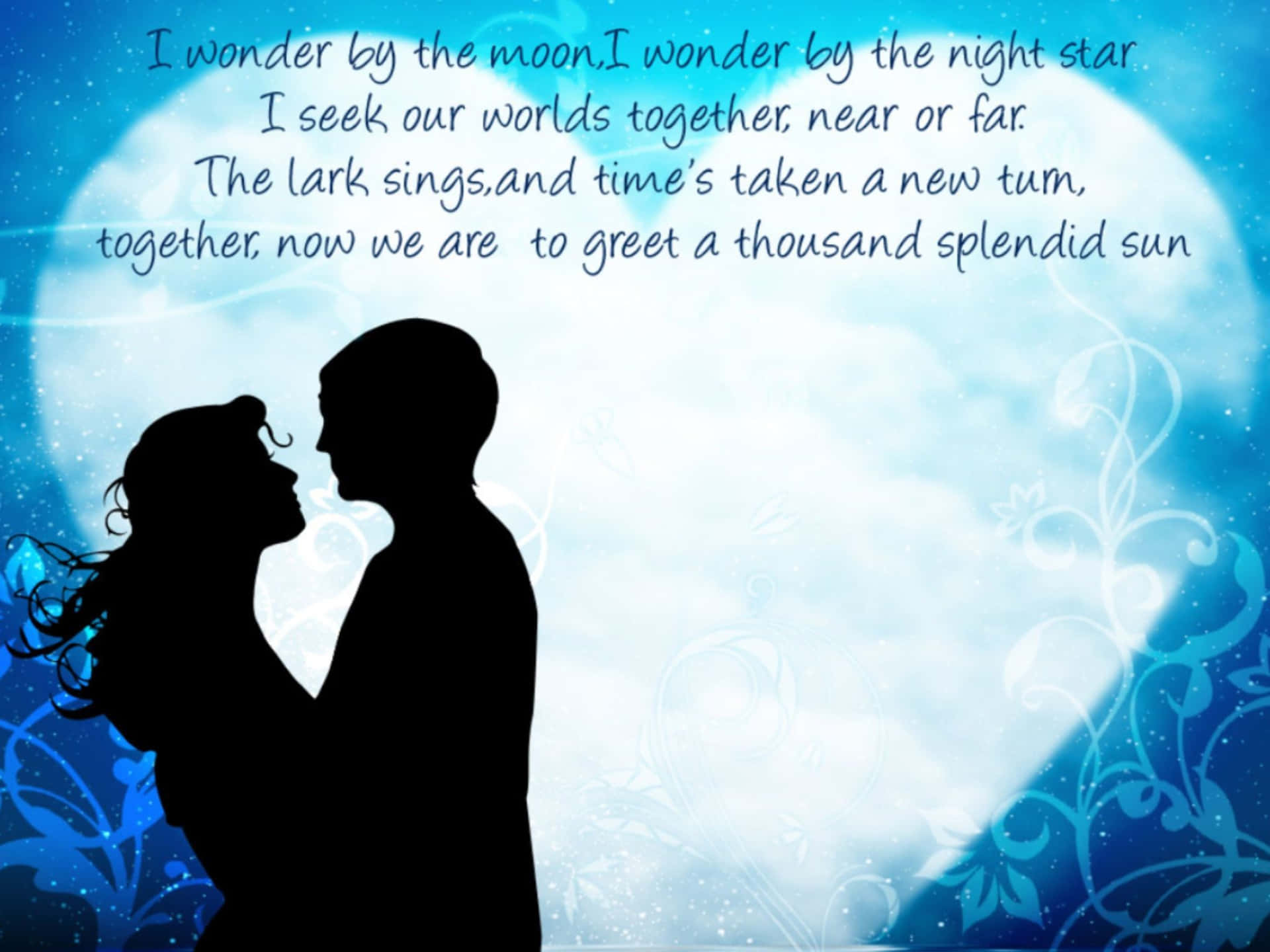 Poem With A Kissing Couple Wallpaper