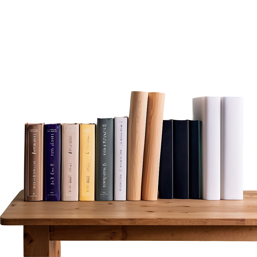 Poetry Books On Wooden Shelf Png Qef2 PNG