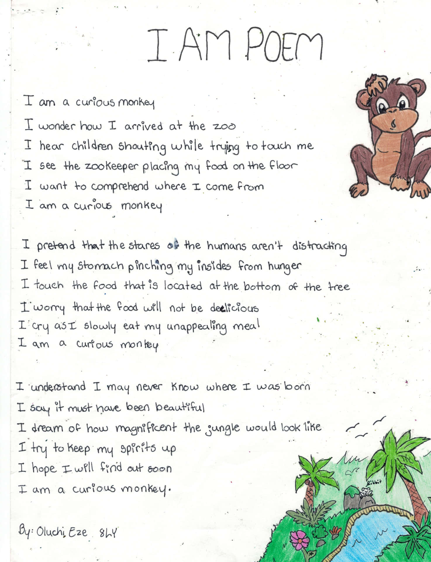 A Poem Written By A Child With A Monkey