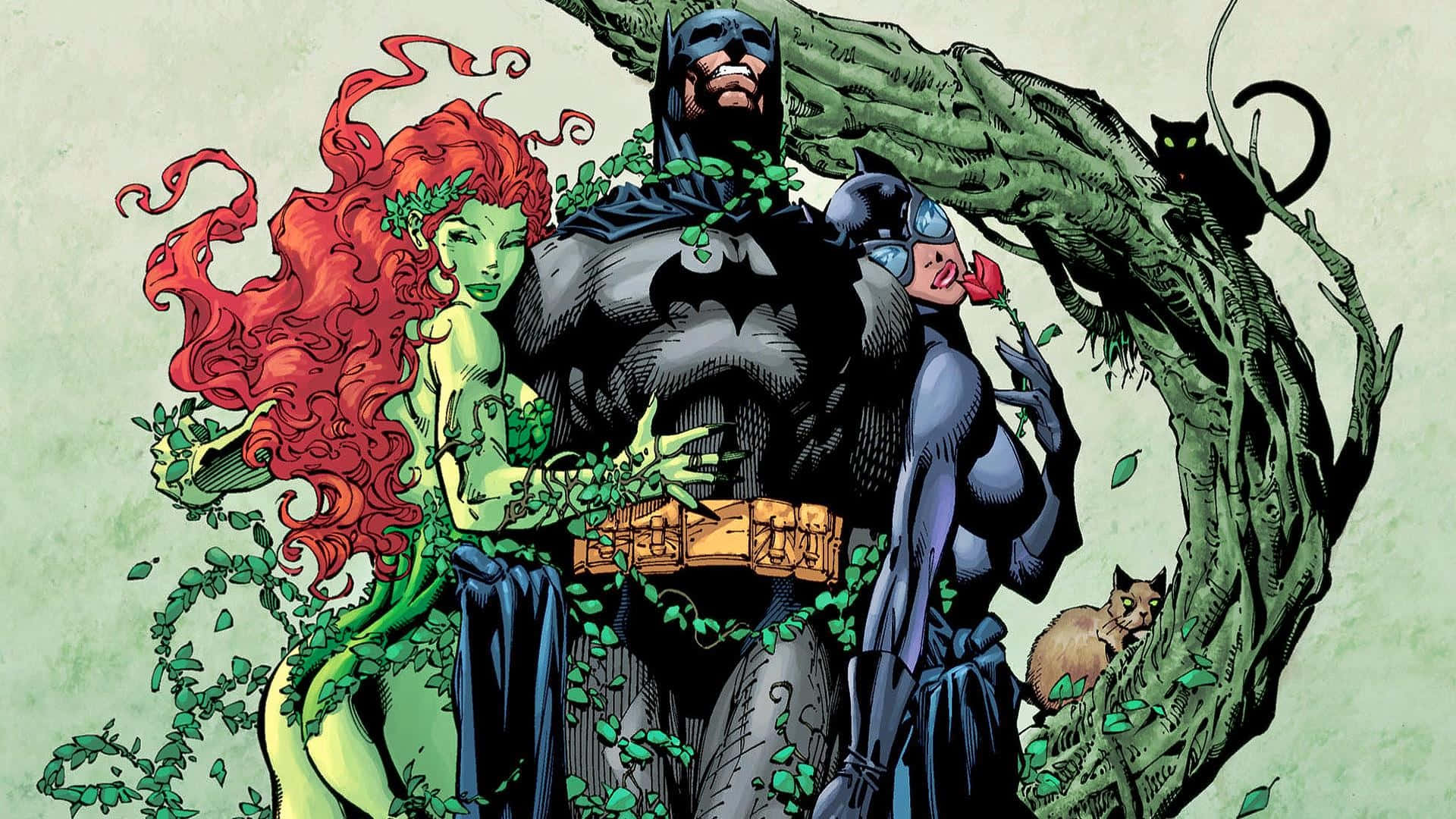 Poison Ivy Batman Catwoman Comic Artwork Wallpaper