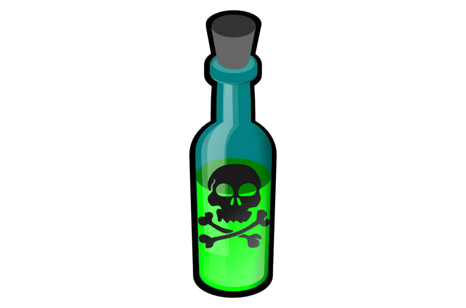 A Green Bottle With A Skull And Crossbones On It