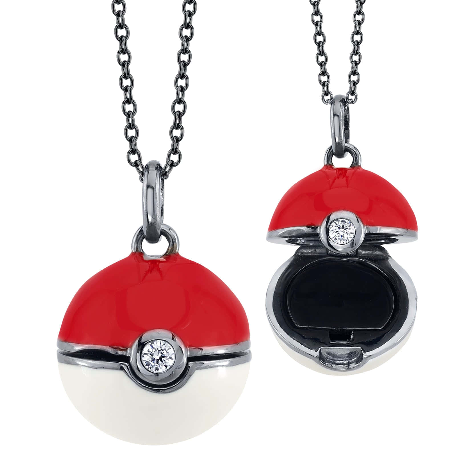 pokemon ball necklace with diamonds