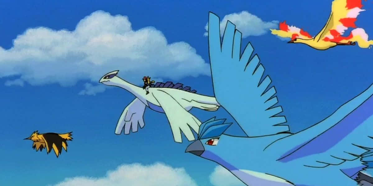Pokémon 2000 Flyvende Skyet Dag Wallpaper