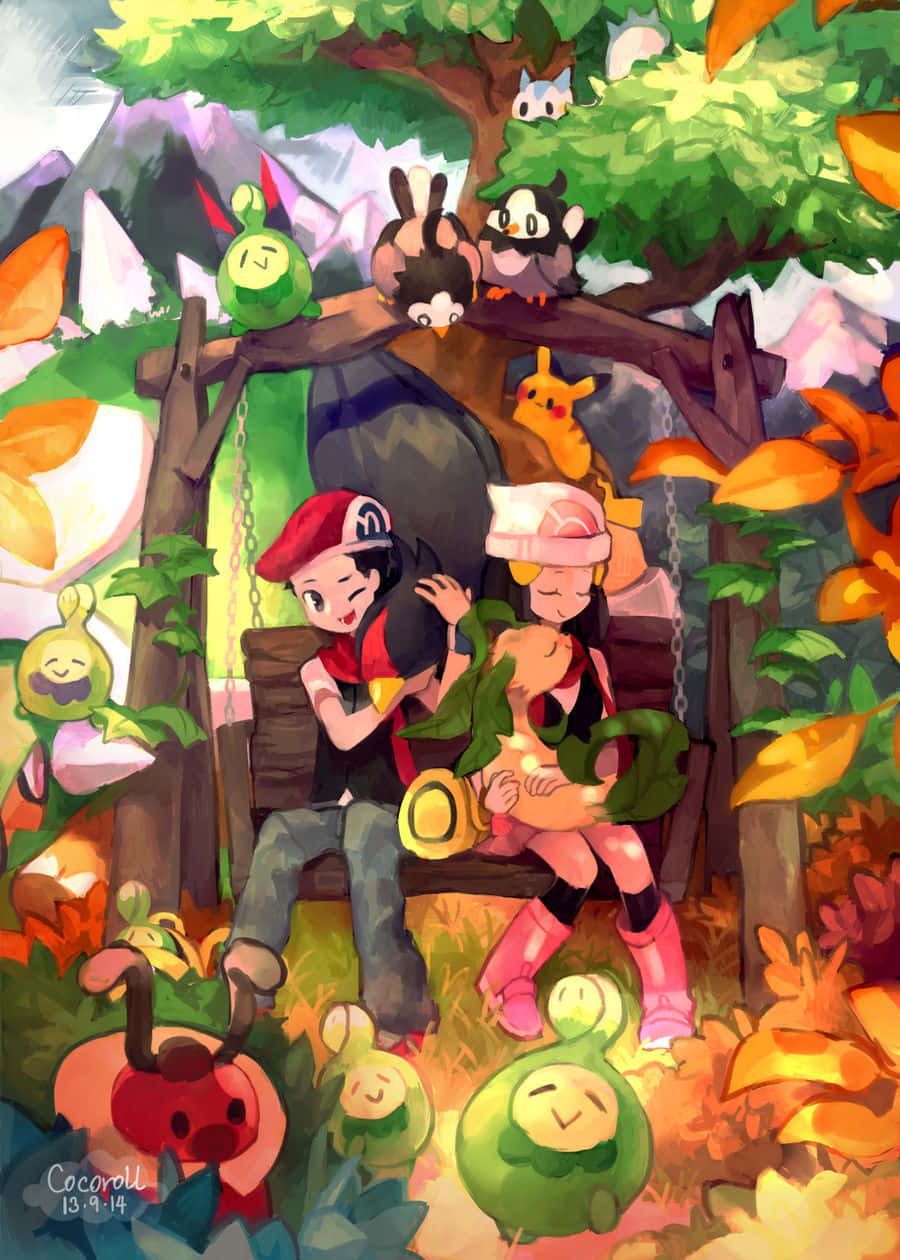 Pokemonestetik I Sinnoh-regionen. Wallpaper