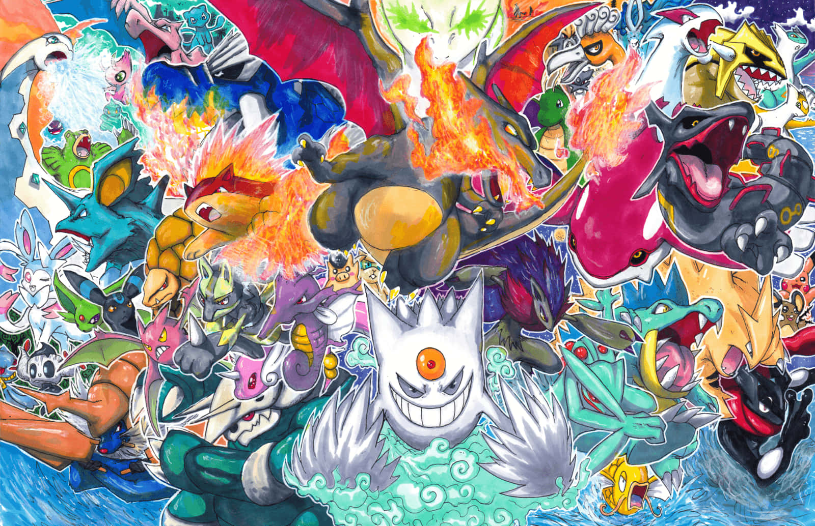 Erstaunlicheglänzende Pokémon-hintergrundillustration