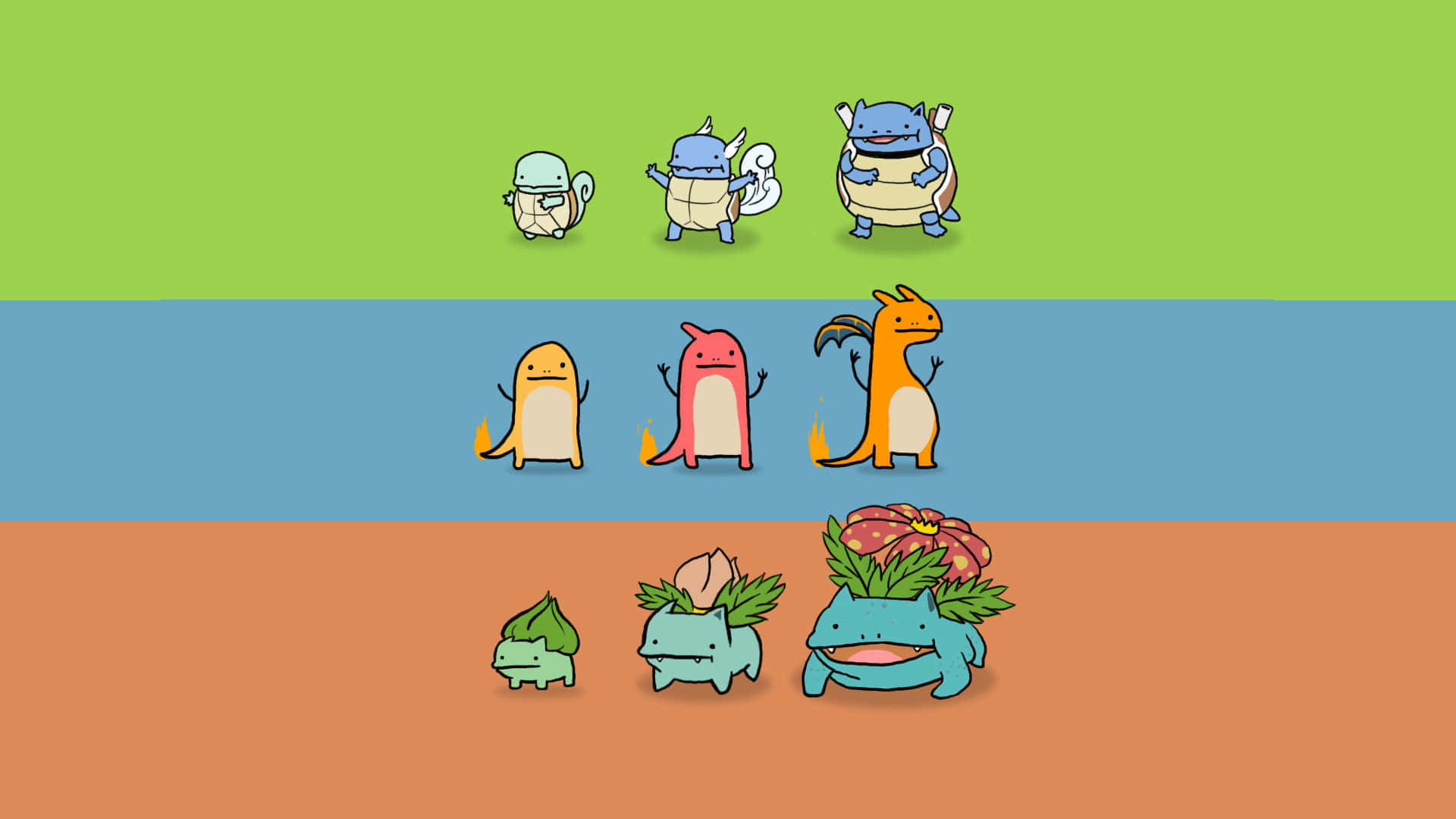 Cute And Funny First Generation Starter Pokemon Background