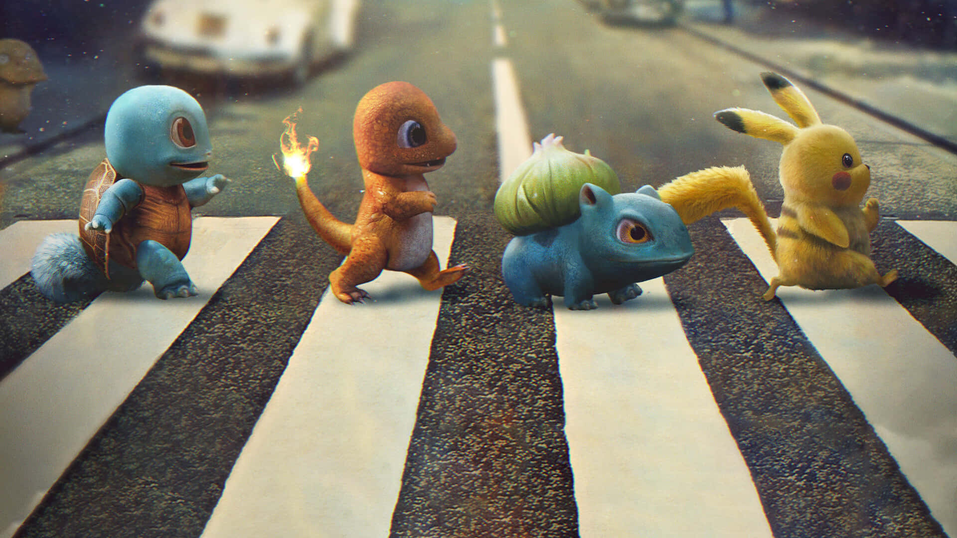 Hintergrundbildmit Pikachu, Bulbasaur, Charmander Und Squirtle Pokemon