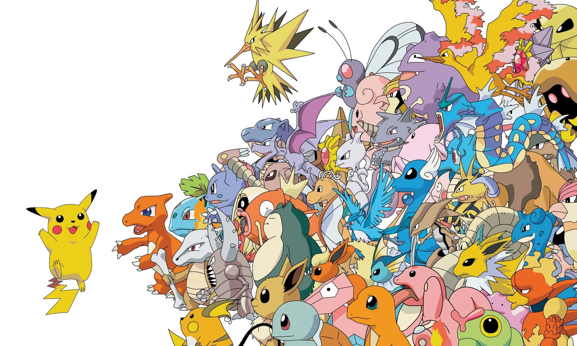 Nostalgiskbaggrund Med Første Generation Pokémon.