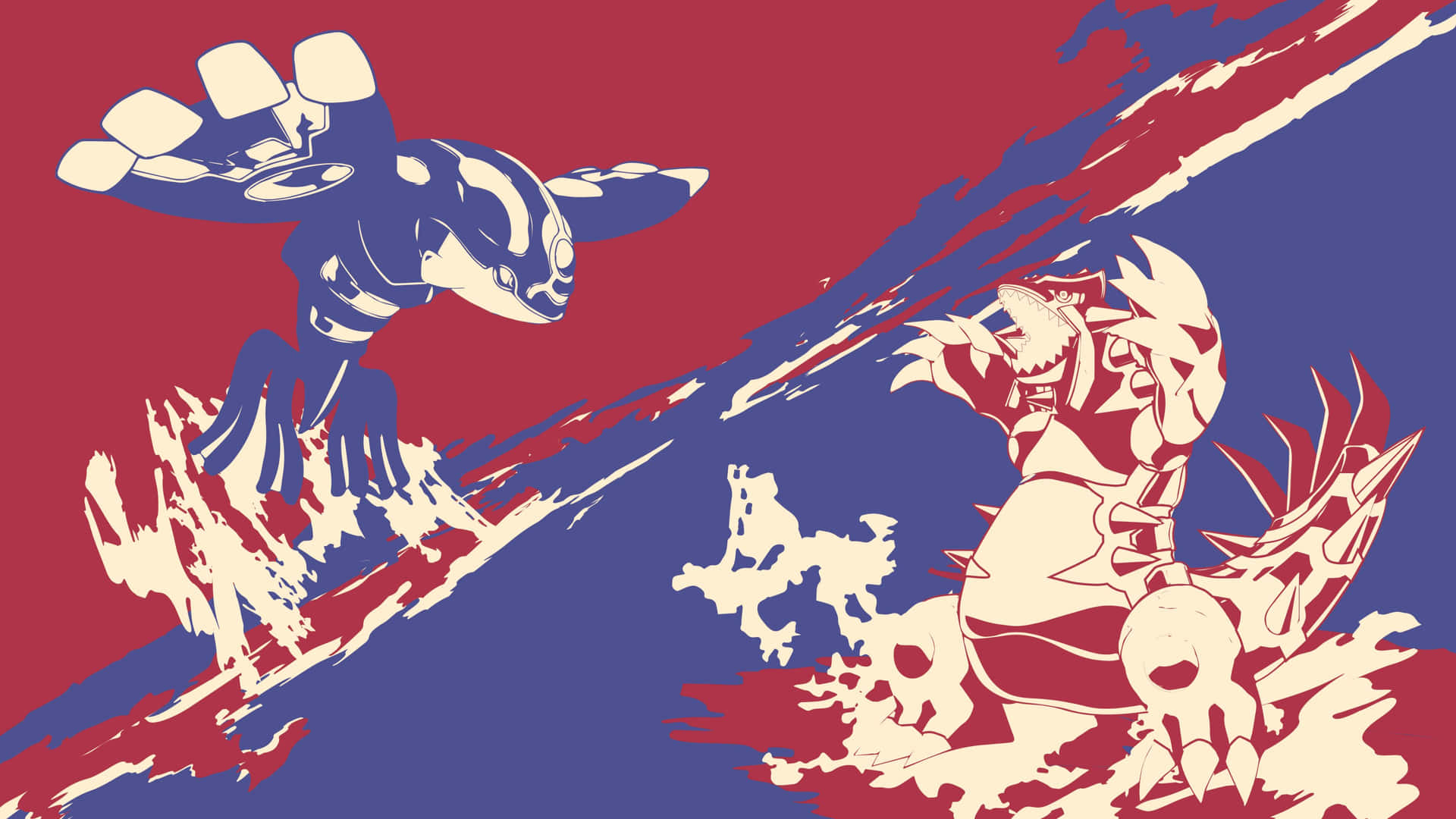Red And Blue Versus Pokemon Battle Background