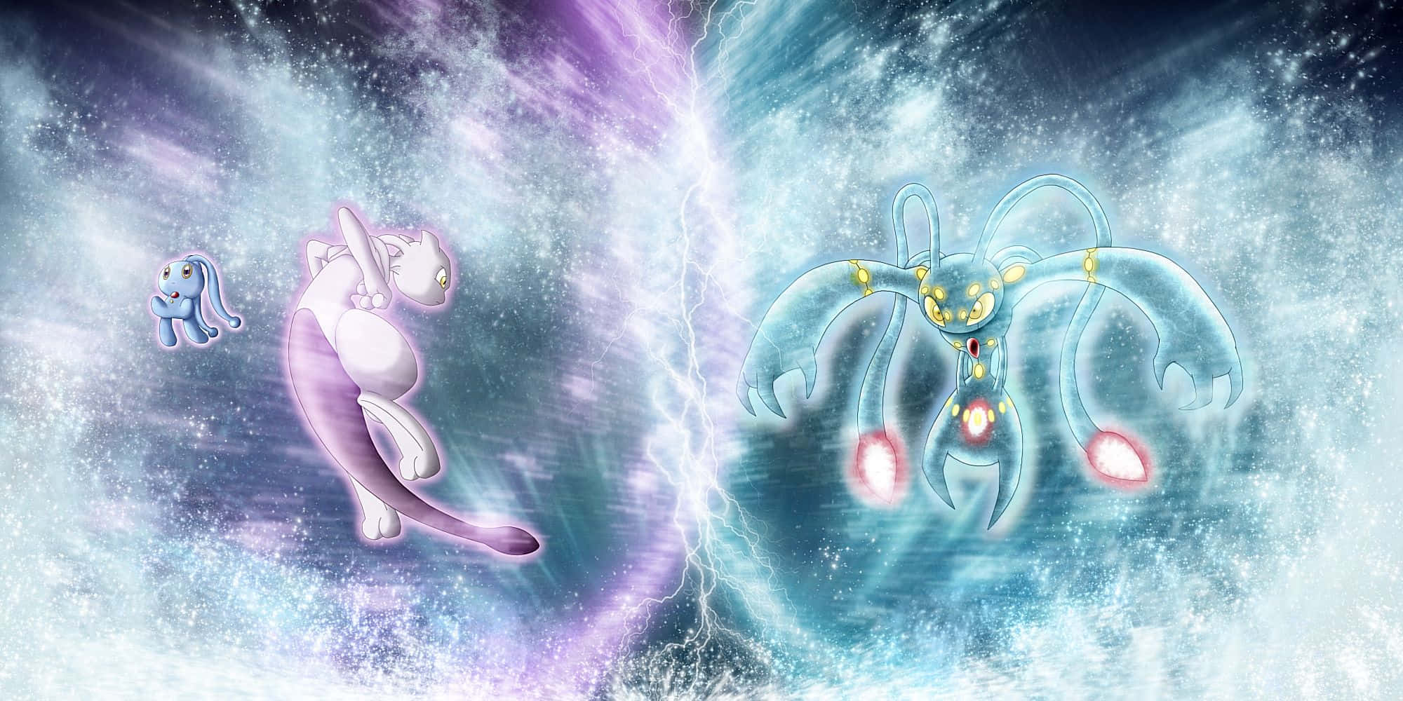 Mewtwo And Manaphy Pokemon Battle Background
