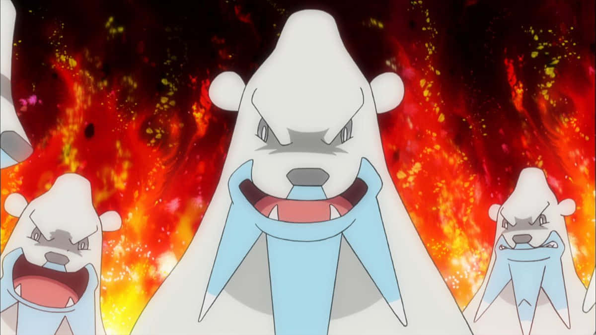 Pokémon Beartic With Blazing Flames Wallpaper