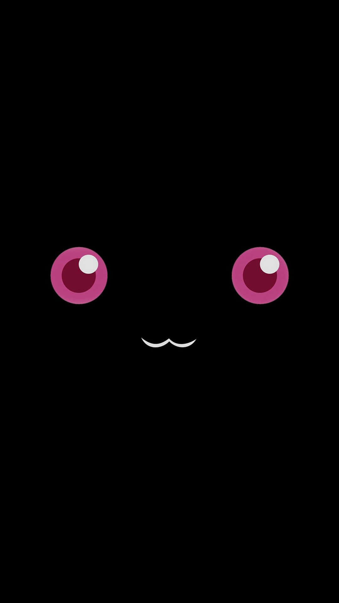 A Black Cat With Pink Eyes On A Black Background Wallpaper