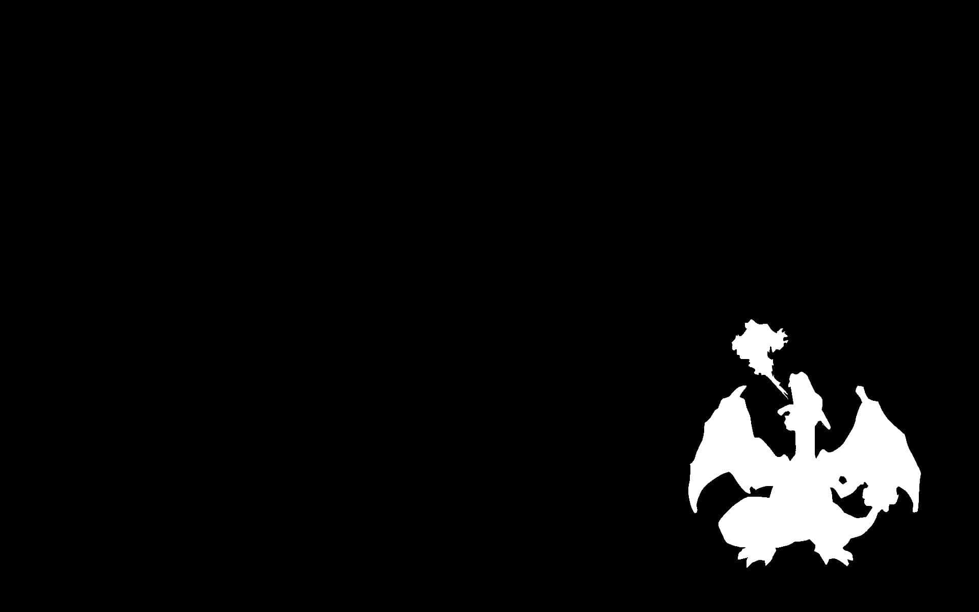 En hvid silhouette af en drage i mørket Wallpaper