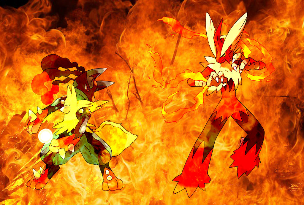 Pokemon Blaziken Lucario Fire Fight