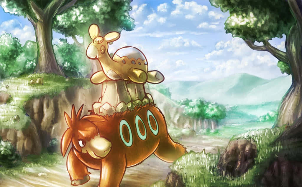 Pokemon Camerupt And Numel In Nature Wallpaper