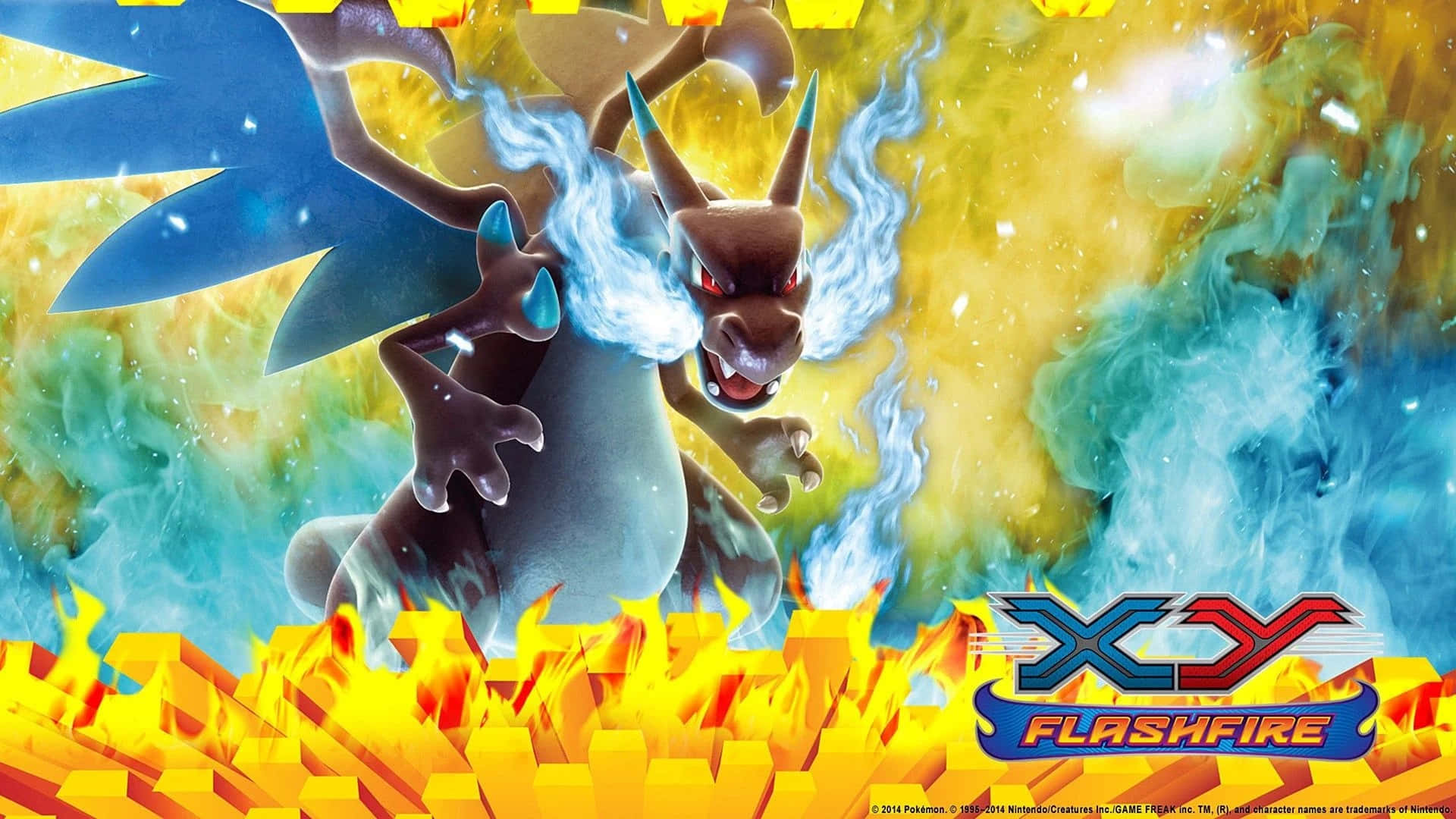 Mega Charizard X Pokémon-kort baggrund.