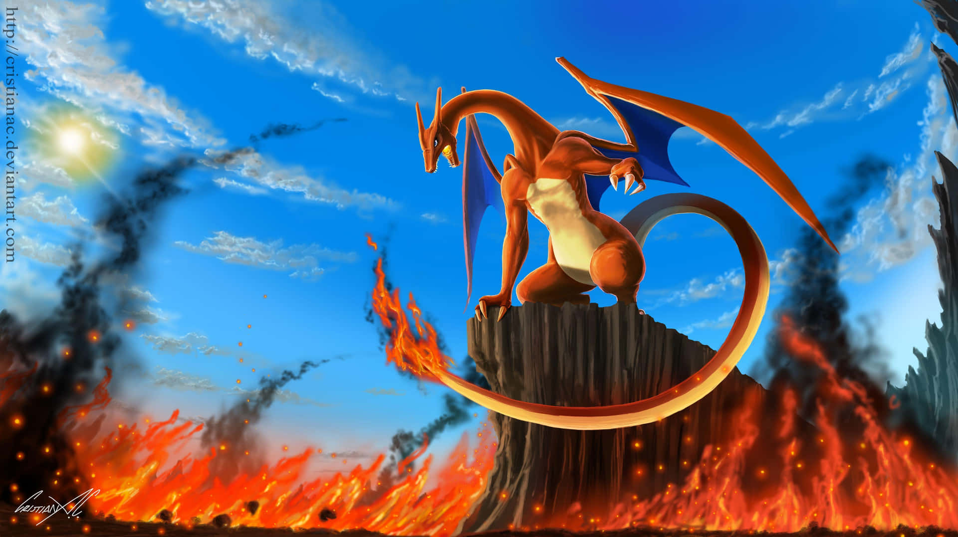 Charizard er en af de mest ikoniske Pokémon-inspirerede tapet. Wallpaper