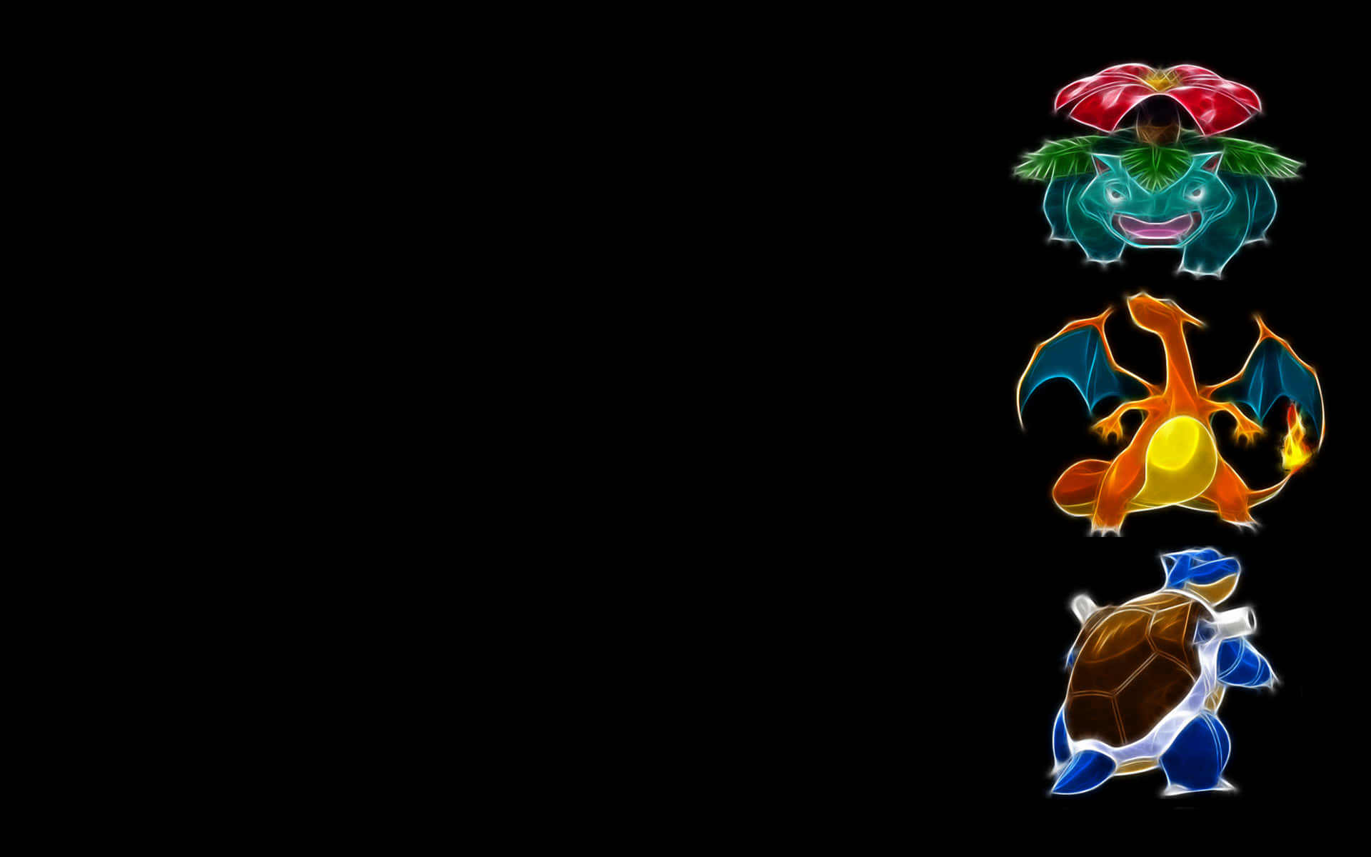Charizard, den brand-type Pokémon, flyver rundt om skærmen. Wallpaper