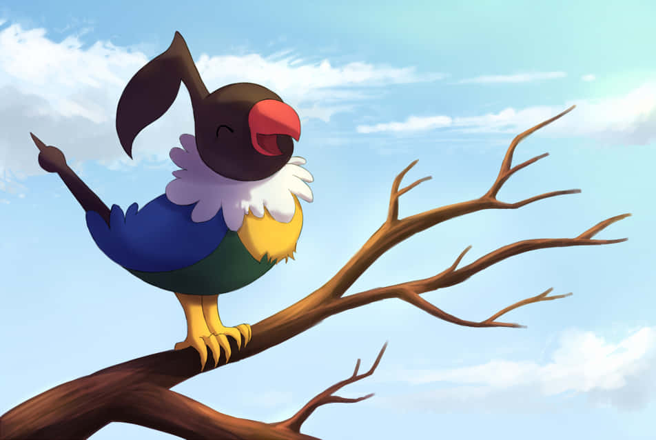 Pokémon Chatot Singing On A Tree Wallpaper
