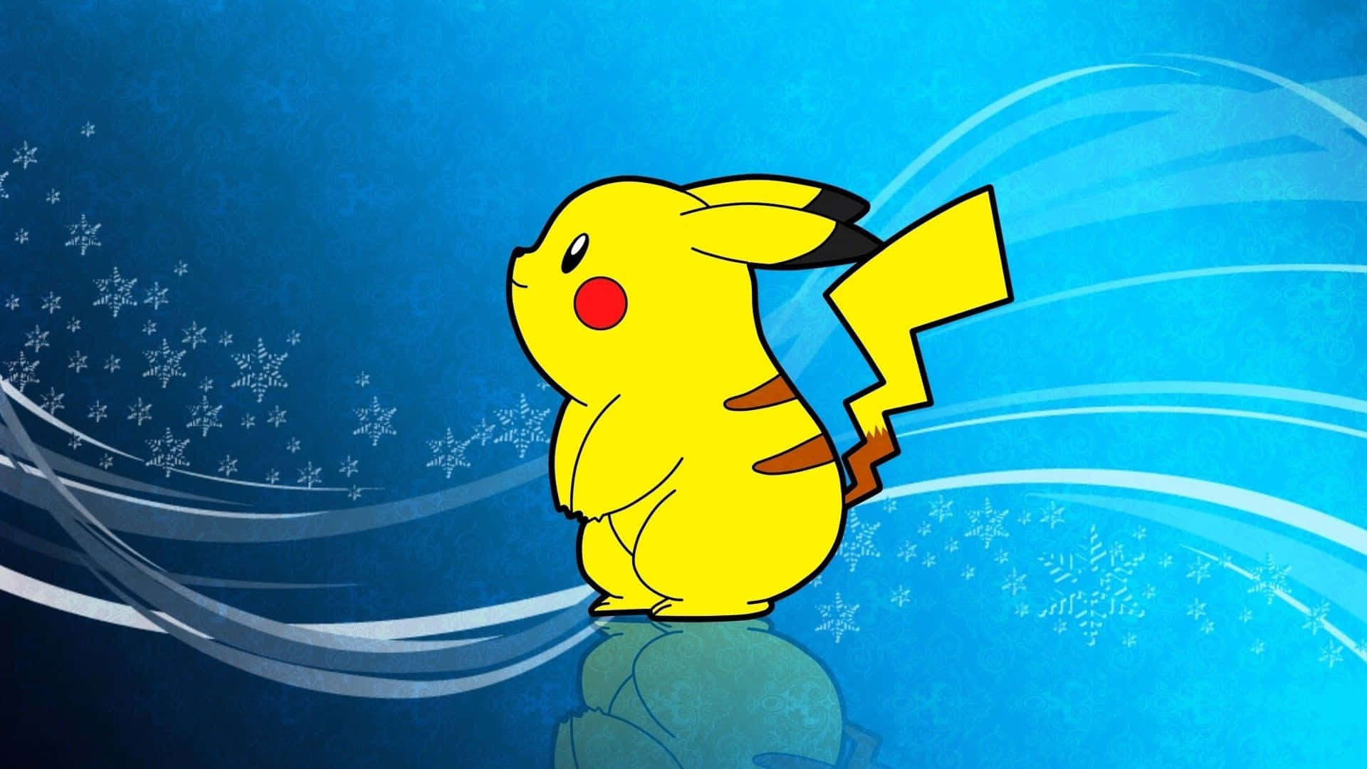 Pokémonnavidad Pikachu En Azul Helado Fondo de pantalla