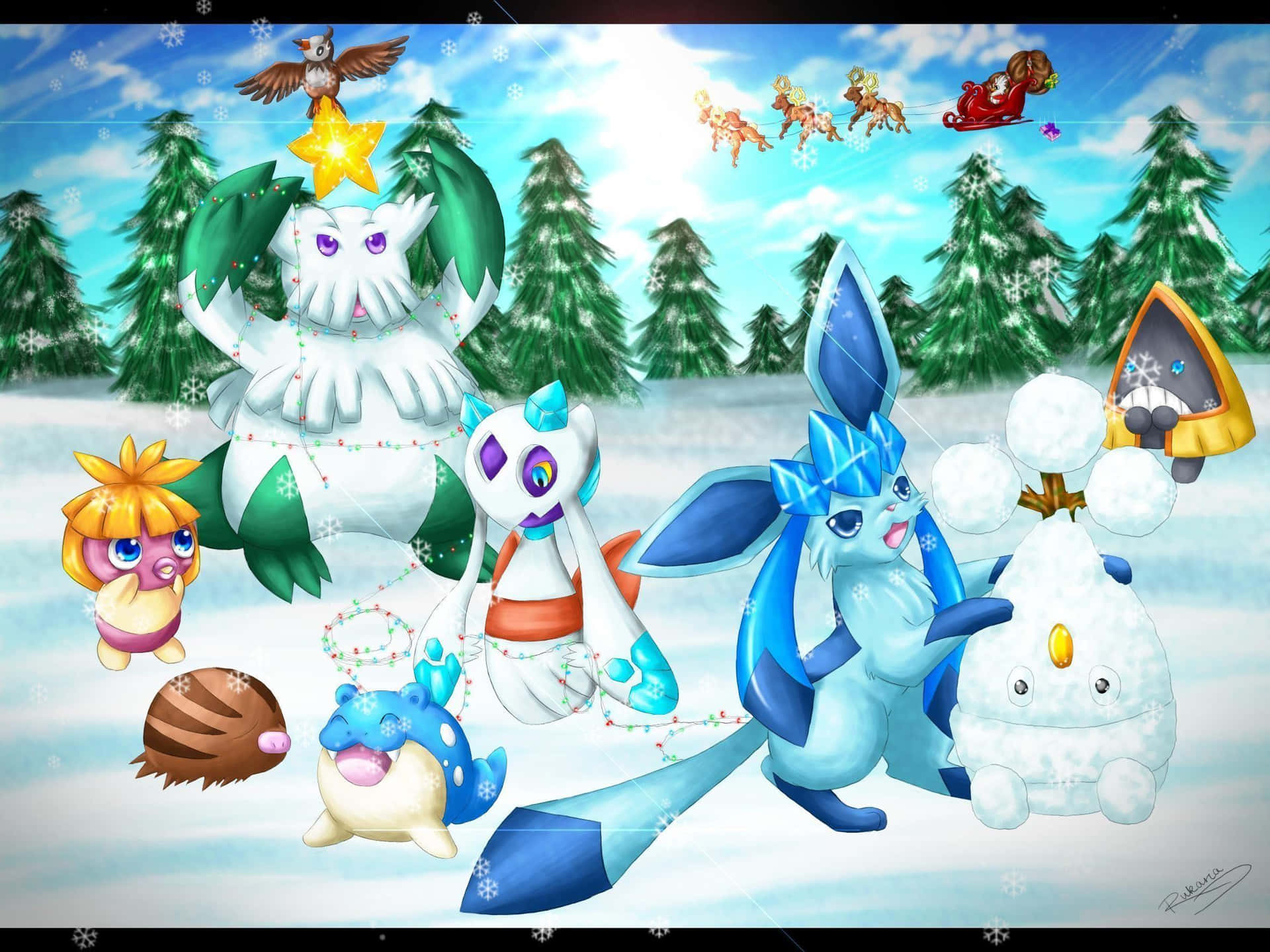 Don't forget about your Christmas list for Santa - include your favorite Pokemon! Wallpaper