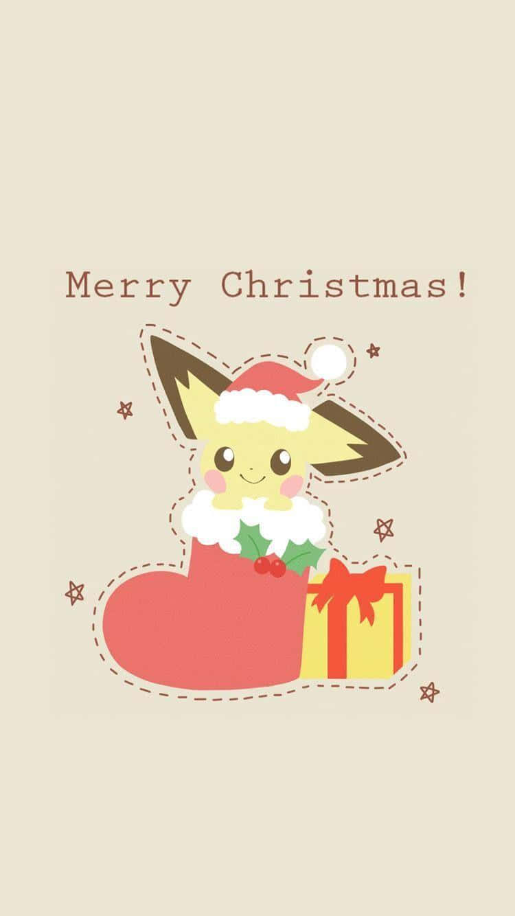 Pokémonweihnachts-pichu Mit Geschenk Wallpaper
