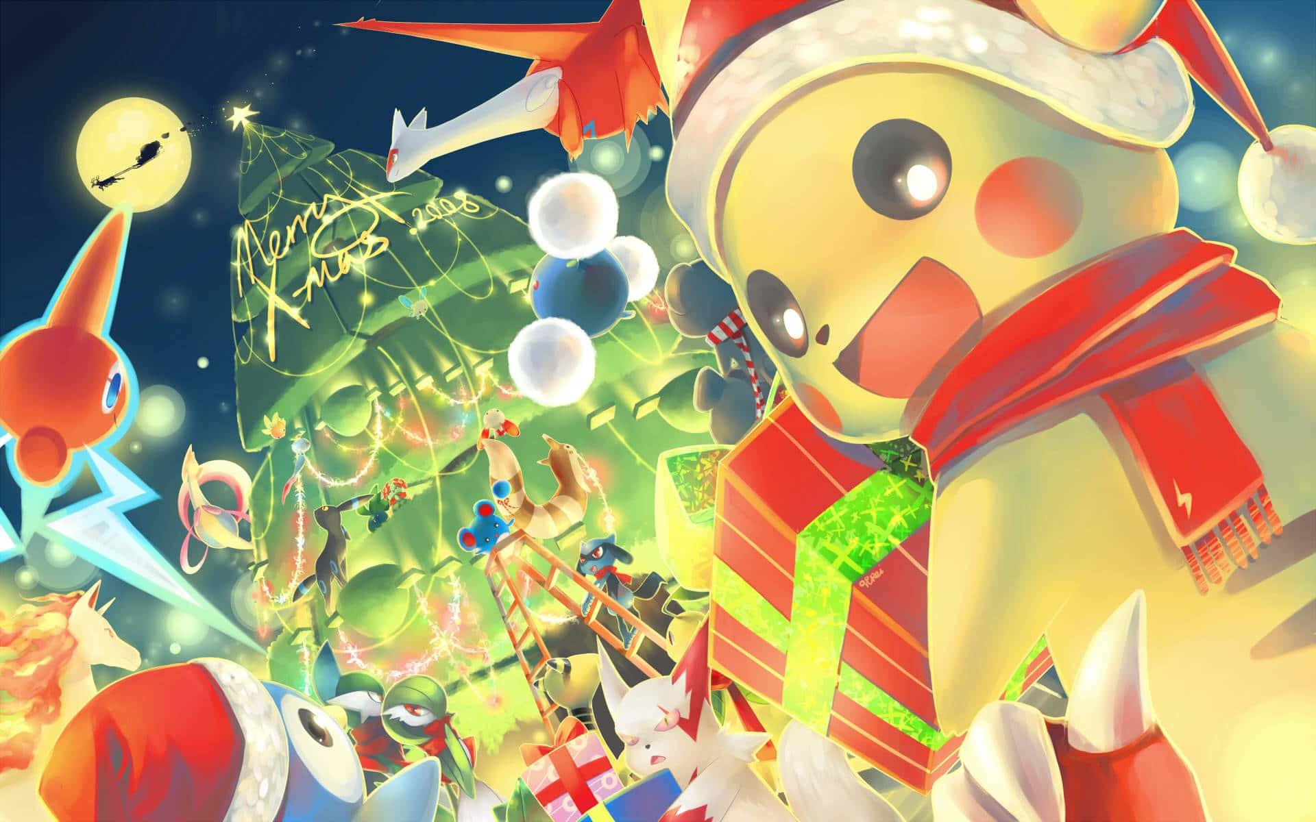 Nyd en dejlig Pokemon jul! Wallpaper