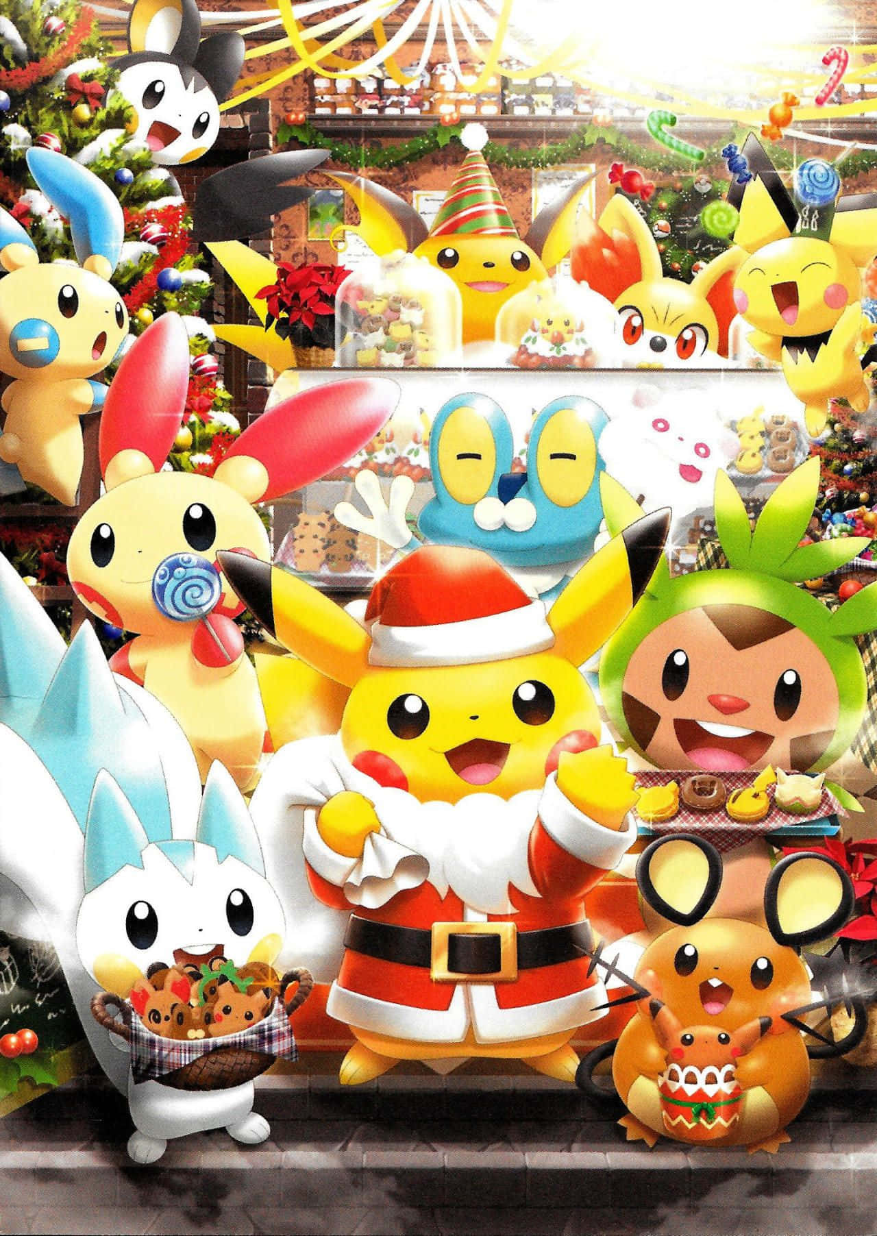 Pokémon Christmas Party At Candy Shop Wallpaper